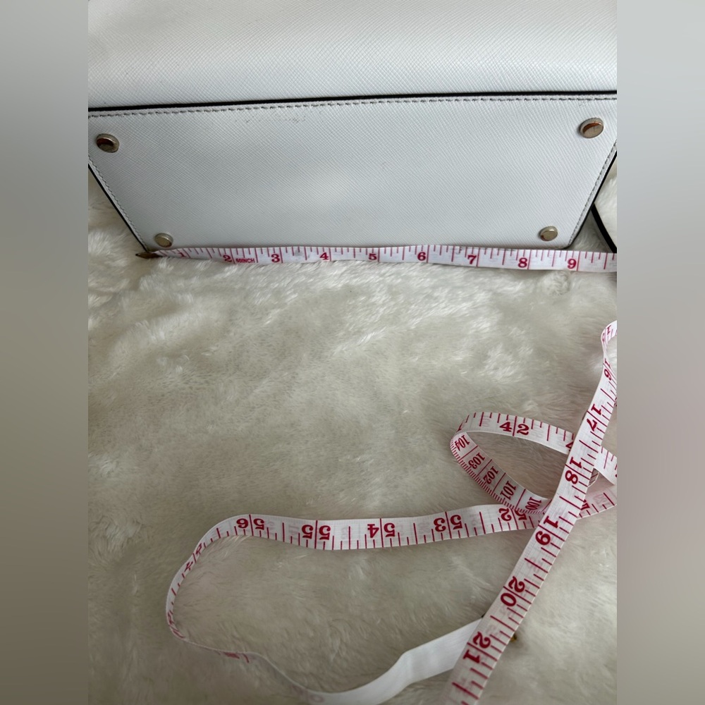 Kate Spade New York White Saffiano Leather Satchel Crossbody Bag - Picture 10 of 16